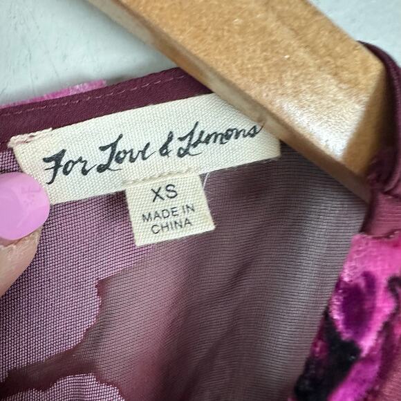 For Love & Lemons Sophie Velvet Floral Mini Dress XS Extra Small READ - Picture 11 of 14